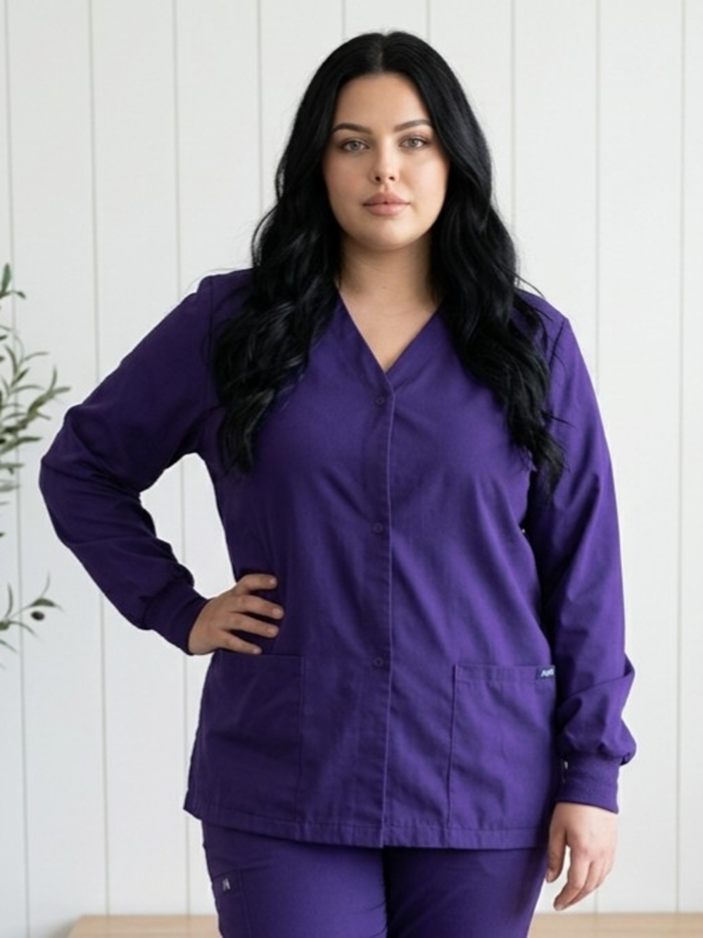 ADAR Universal Unisex Purple Longsleeved Scrub Jacket W/Pockets, XL EUC